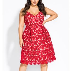 NWT City Chic xs (14) Scarlet Red Lace Dres